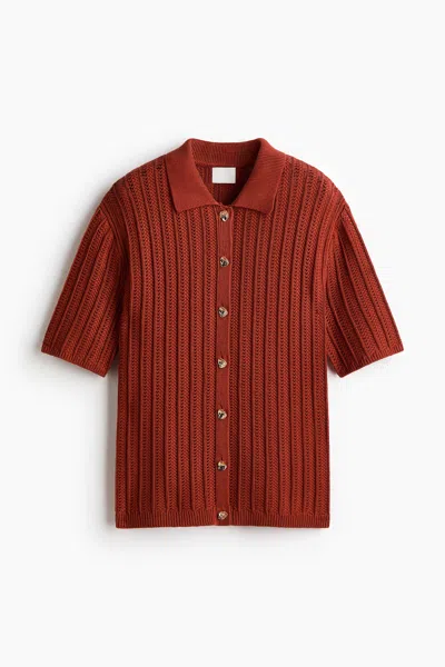 H&m Crochet-look Cardigan In Red