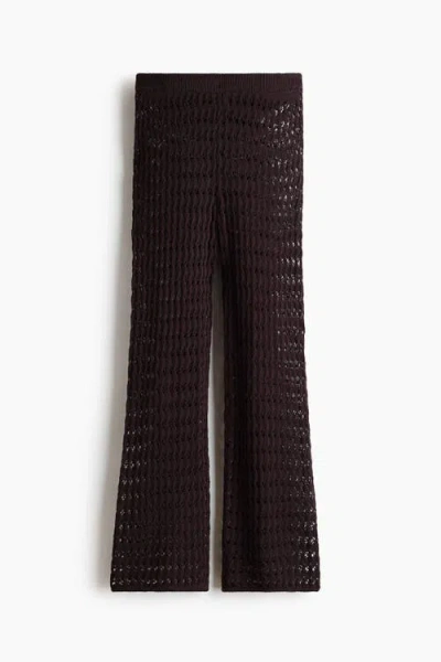 H&m Crochet-look Cotton Trousers In Brown
