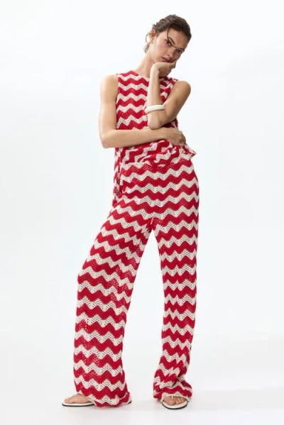 H&m Crochet-look Jacquard Jersey Pants In Multi