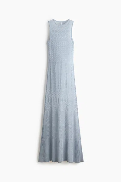 H&m Crochet-look Maxi Dress In Light Blue