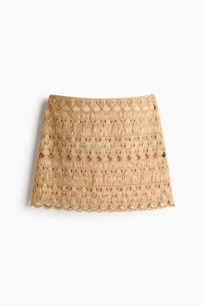 H&m Crochet-look Mini Skirt In Neutral