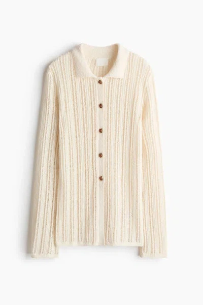 H&m Crochet-look Shirt In Brown