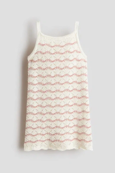 H&m Kids'  Crochet-look Strappy Dress In White