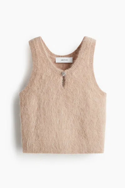 H&m Cropped Alpaca-blend Tank Top In Brown