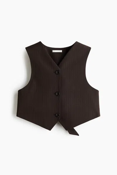 H&m Cropped Belt-detail Vest In Brown