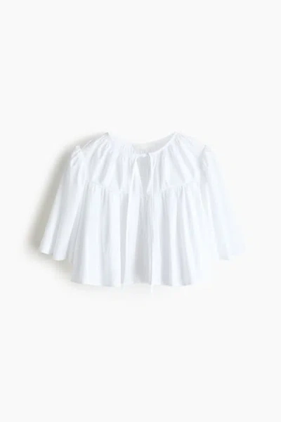 H&m Cropped Cotton Blouse In White