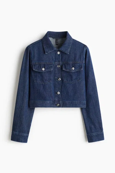 H&m Cropped Denim Jacket In Blue