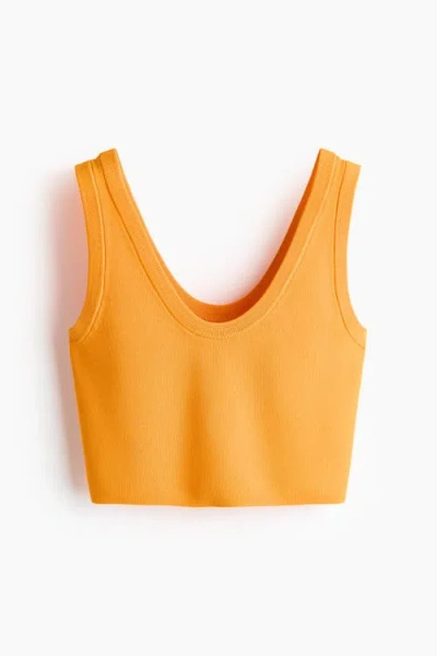 H&m Cropped Fine-knit Vest Top In Yellow