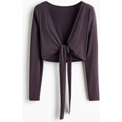 H&m Cropped Long-sleeved Yoga Top In Purple