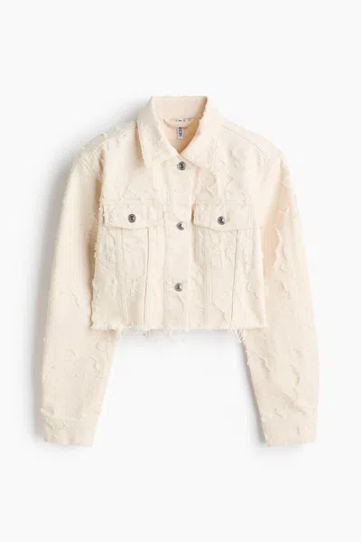 H&m Cropped Twill Jacket In Neutral