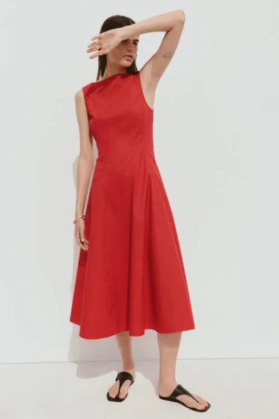 H&m Cutout Twill Dress In Red