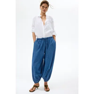 H&m Denim Balloon Trousers In Blue