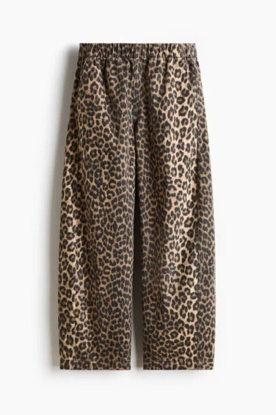 H&m Denim Barrel Trousers In Animal Print