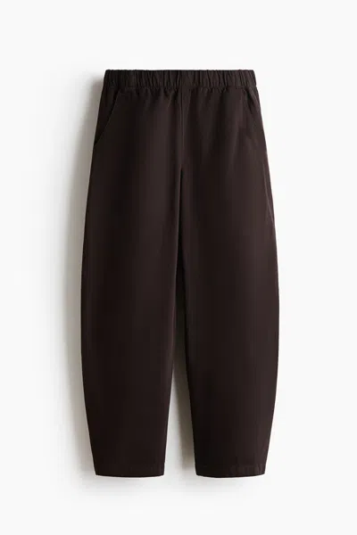 H&m Denim Barrel-leg Pants In Dark Brown