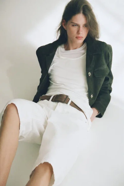 H&m Denim Bermuda Shorts With Belt In Gray