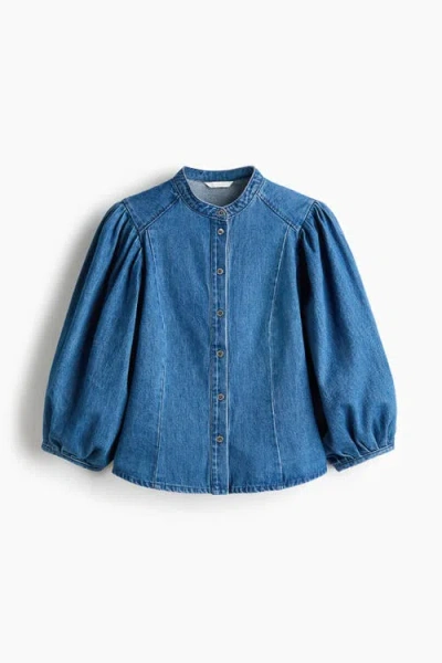 H&m Denim Blouse In Blue