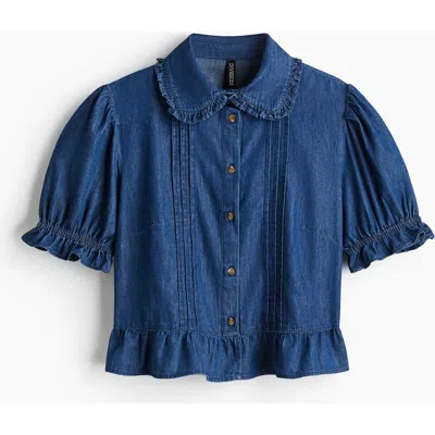 H&m Denim Blouse In Blue
