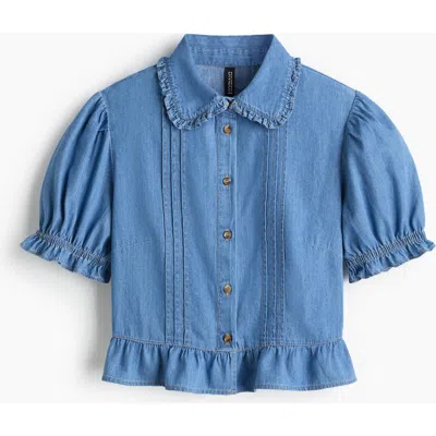H&m Denim Blouse In Blue