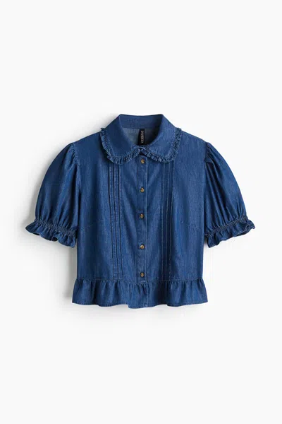 H&m Denim Blouse In Blue