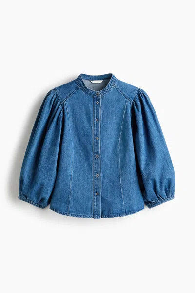 H&m Denim Blouse In Blue