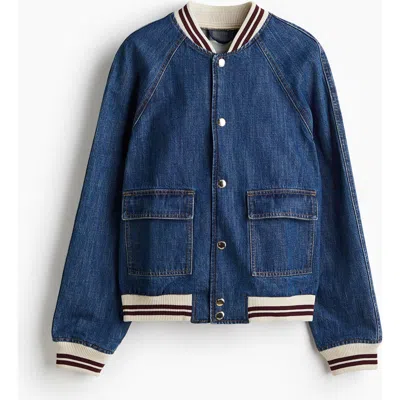 H&m Denim Bomber Jacket In Blue