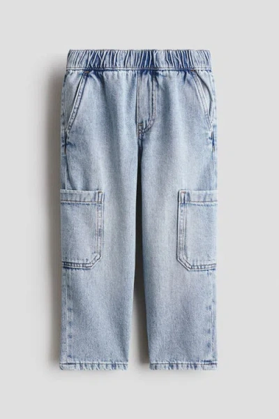 H&m Kids'  Denim Cargo Joggers In Blue