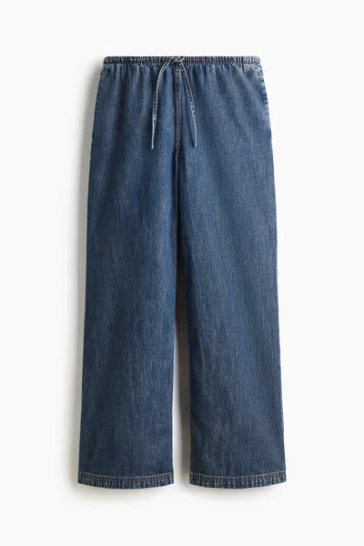 H&m Denim Drawstring Pants In Blue
