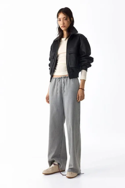 H&m Denim Drawstring Pants In Gray
