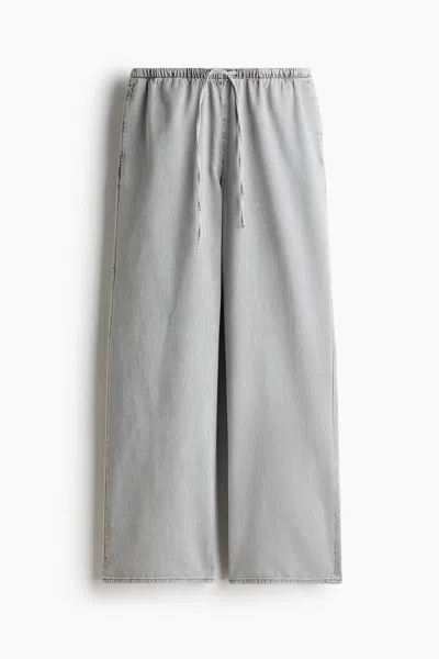 H&m Denim Drawstring Pants In Gray