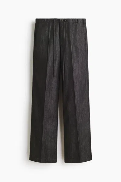 H&m Denim Drawstring Pants In Gray
