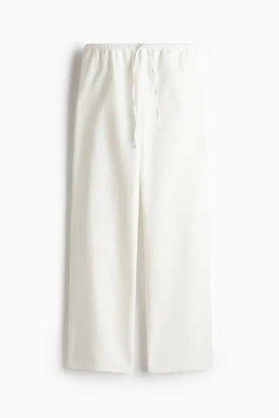 H&m Denim Drawstring Pants In White