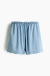 H&m Denim Drawstring Shorts In Blue