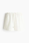 H&m Denim Drawstring Shorts In White