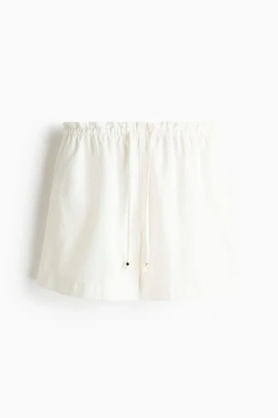 H&m Denim Drawstring Shorts In White