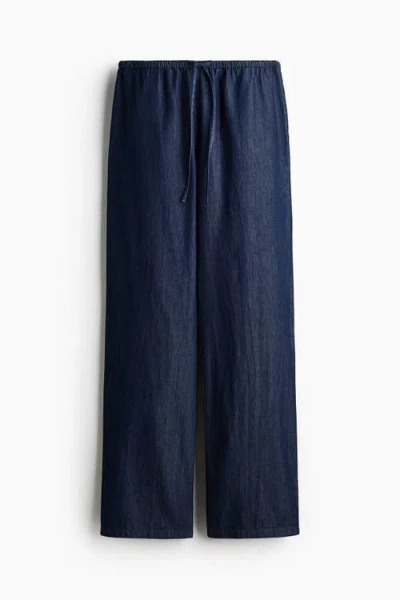 H&m Denim Drawstring Trousers In Blue