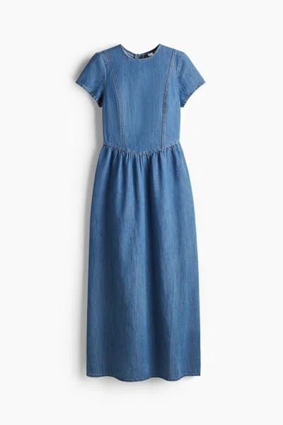 H&m Denim Maxi Dress In Denim Blue