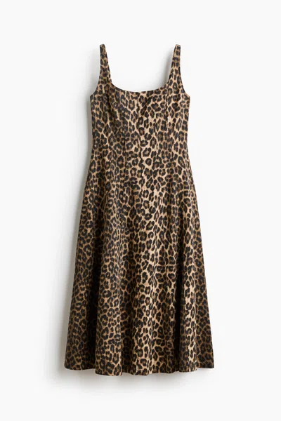 H&m Denim Midi Dress In Neutral