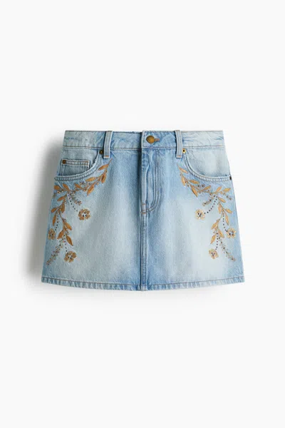 H&m Denim Mini Skirt In Blue