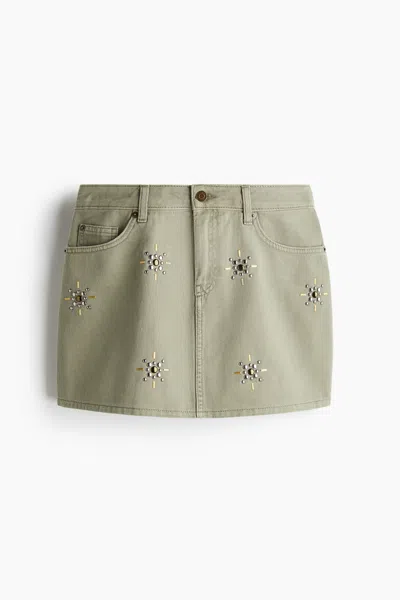 H&m Denim Mini Skirt In Gray