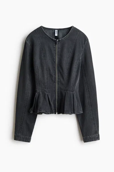 H&m Denim Peplum Blouse In Blue