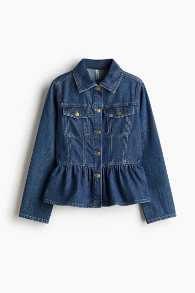 H&m Denim Peplum Jacket In Blue