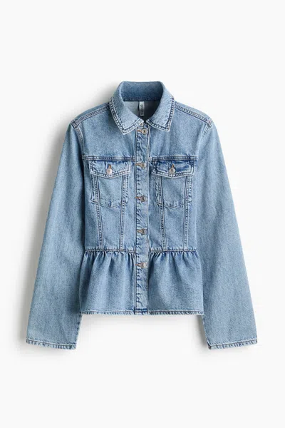 H&m Denim Peplum Jacket In Blue