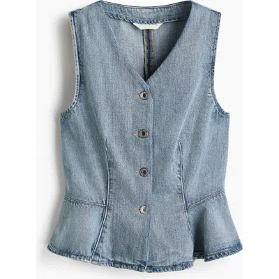 H&m Denim Peplum Waistcoat In Blue