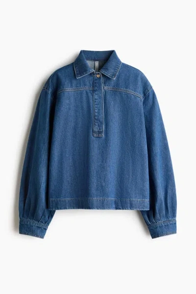 H&m Denim Popover Shirt In Blue