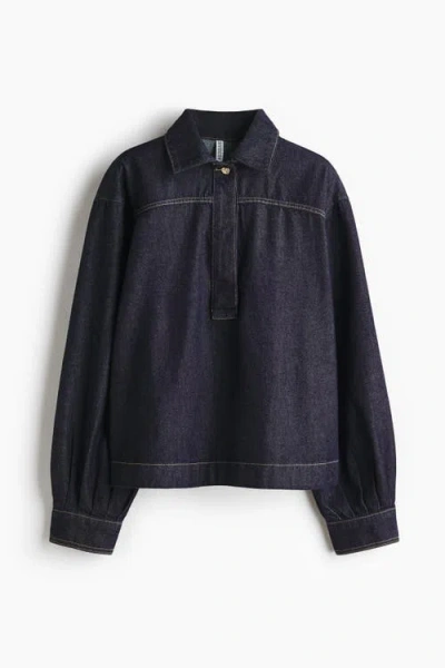 H&m Denim Popover Shirt In Blue