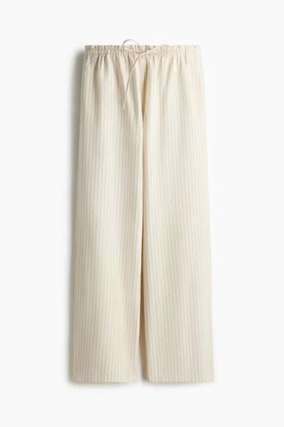 H&m Denim Pull-on Trousers In Neutral