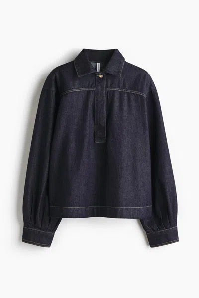 H&m Denim Pullover Shirt In Blue