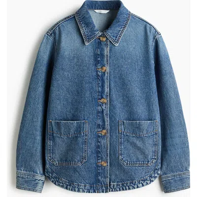 H&m Denim Shacket In Blue