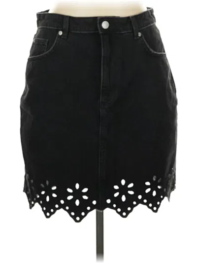 Pre-owned H&m Denim Skirt In Black