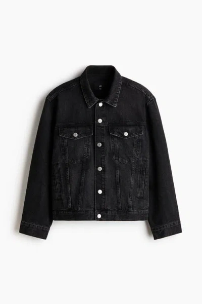 H&m Denim Trucker Jacket In Black